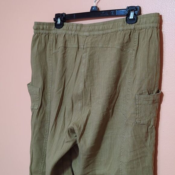 Kut From The Kloth Sandra Smocked Waist Linen Blend Pant Bronze Brown L - Picture 5 of 7